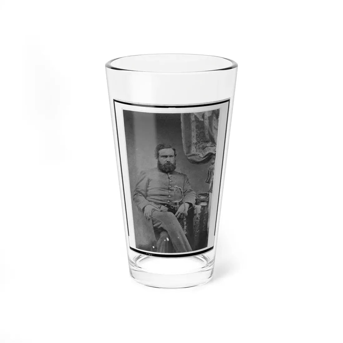 Unidentified Officer, Three-Quarter Length Portrait, Seated, With Left Hand On Sword, Facing Right (U.S. Civil War) Pint Glass 16oz 16oz - Go Mug Yourself