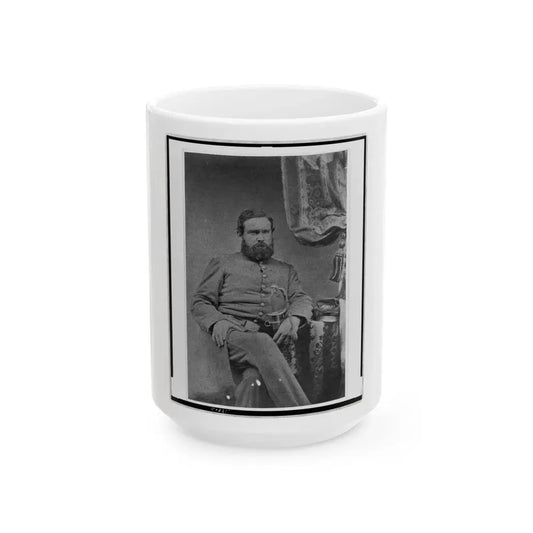 Unidentified Officer, Three-Quarter Length Portrait, Seated, With Left Hand On Sword, Facing Right (U.S. Civil War) White Coffee Mug 15oz - Go Mug Yourself