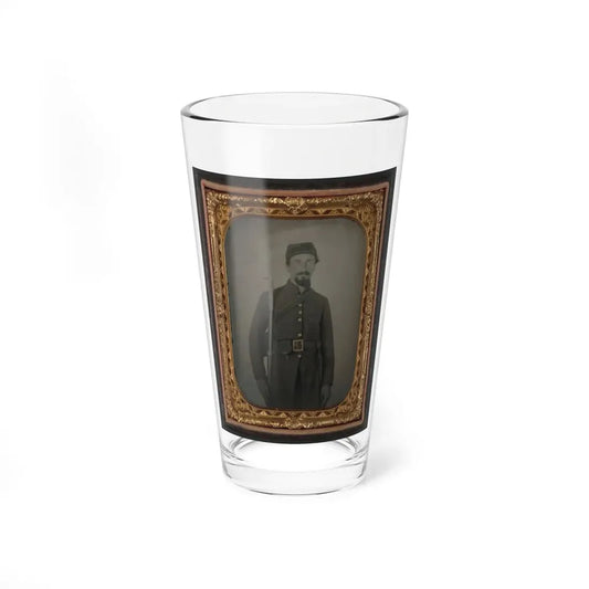Unidentified Private In Confederate Uniform And Georgia Frame Buckle With Bayoneted Musket (U.S. Civil War) Pint Glass 16oz 16oz - Go Mug Yourself