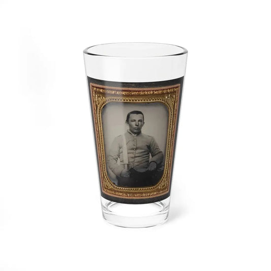 Unidentified Private In Confederate Uniform With Bowie Knife (U.S. Civil War) Pint Glass 16oz 16oz - Go Mug Yourself