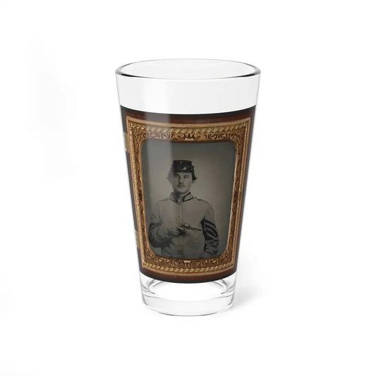 Unidentified Sergeant In Confederate Uniform And Company G Hat With Revolver (U.S. Civil War) Pint Glass 16oz 16oz - Go Mug Yourself