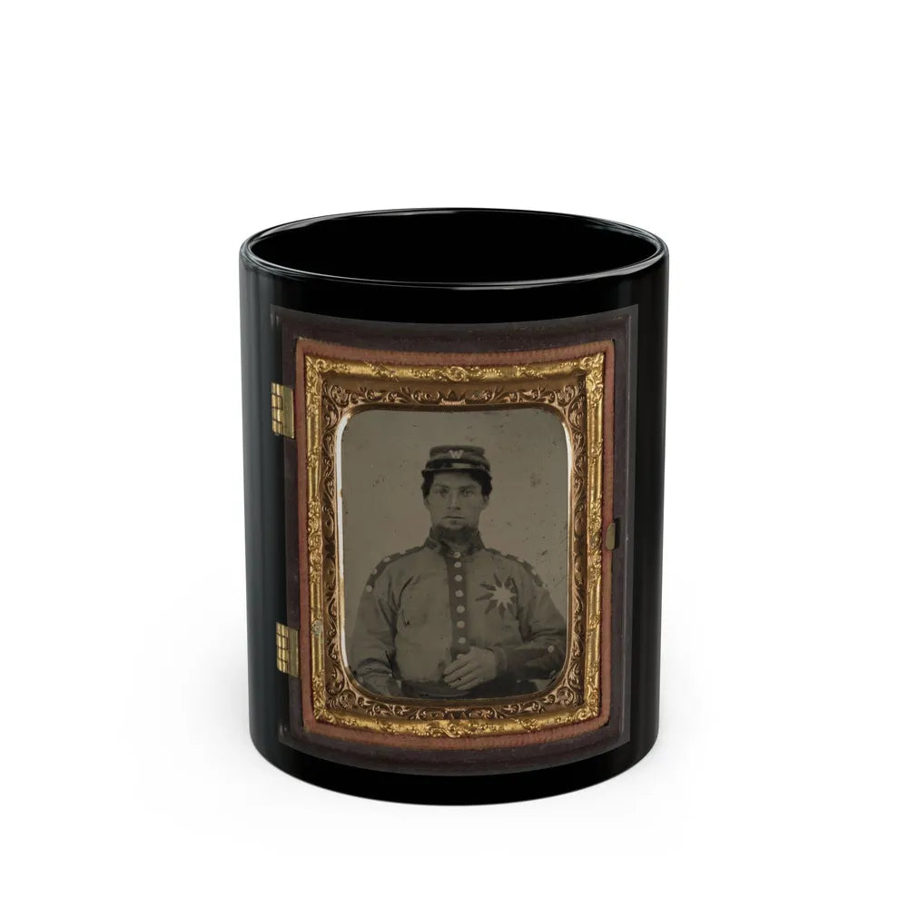 Unidentified Soldier From Co. B (Sunflower Dispersers), 3rd Mississippi Infantry Regiment In Uniform And Kepi With Letter W (U.S. Civil War) Black Coffee Mug-11oz-Go Mug Yourself