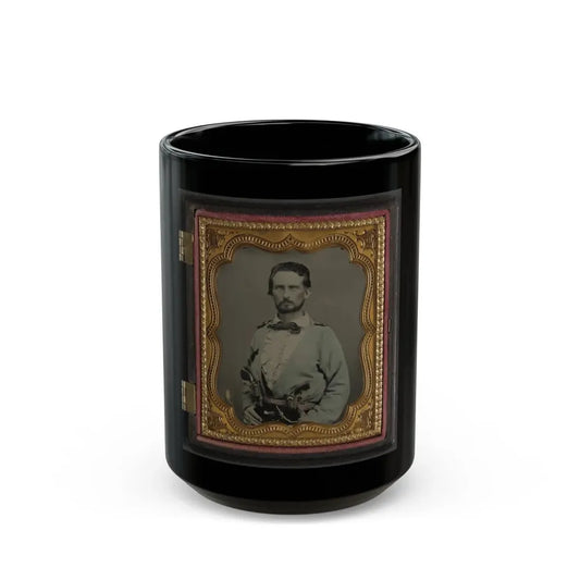 Unidentified Soldier From Kentucky In Confederate Uniform With Two Revolvers (U.S. Civil War) Black Coffee Mug 15oz - Go Mug Yourself