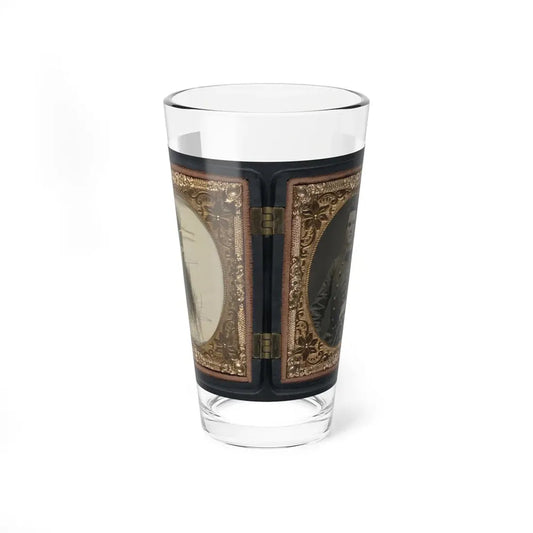 Unidentified Soldier In Confederate Artillery First Lieutenant's Uniform Holding Sword, With Lock Of Hair In Case (U.S. Civil War) Pint Glass 16oz 16oz - Go Mug Yourself