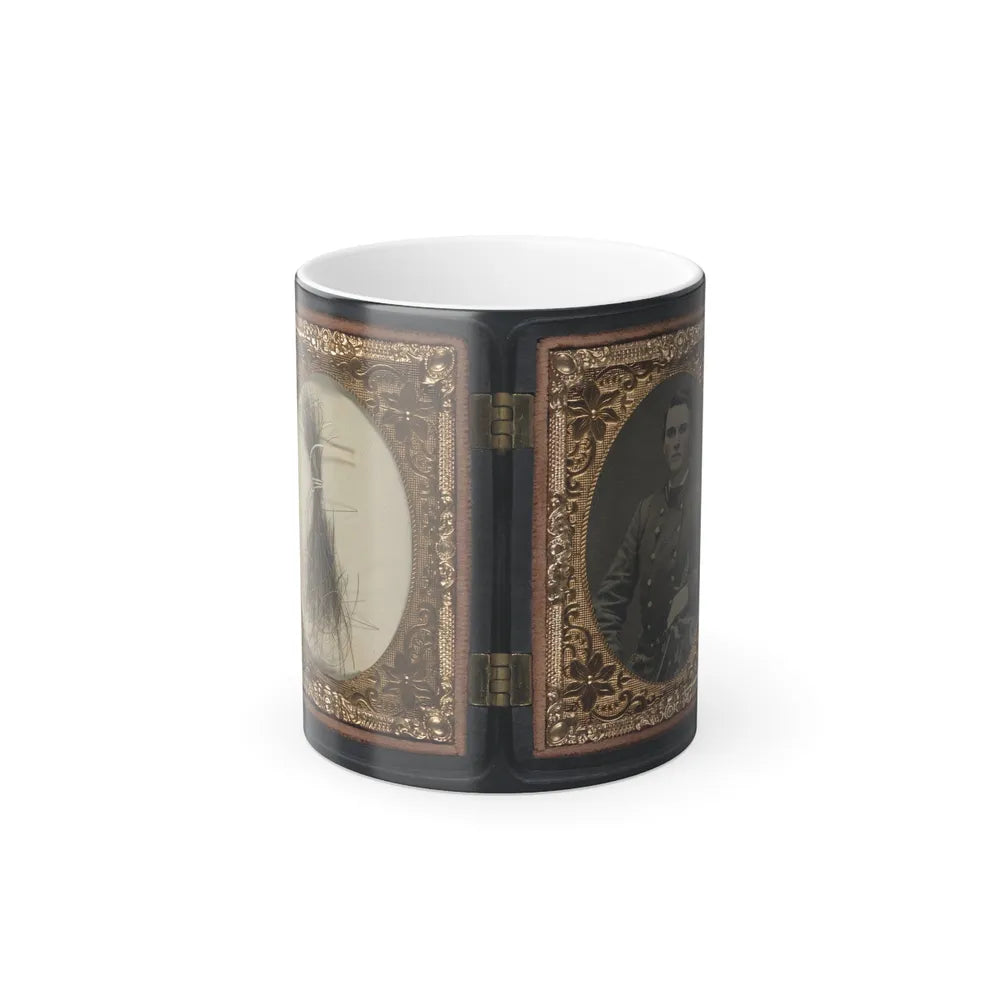 Unidentified Soldier in Confederate Artillery First Lieutenant's Uniform Holding Sword, With Lock of Hair in Case (U.S. Civil War) Color Changing Coffee Mug 11oz-11oz-Go Mug Yourself