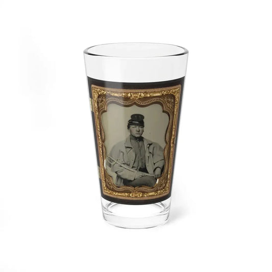 Unidentified Soldier In Confederate Artilleryman Uniform And Greatcoat With Sword (U.S. Civil War) Pint Glass 16oz 16oz - Go Mug Yourself