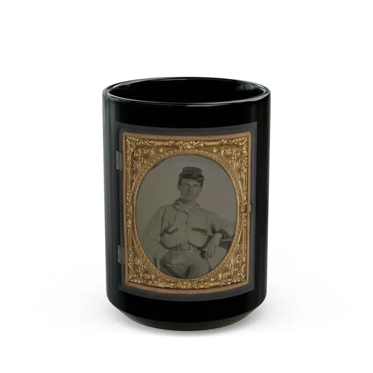 Unidentified Soldier In Confederate Battleshirt, Kepi, And Wishbone Belt Buckle (U.S. Civil War) Black Coffee Mug 15oz - Go Mug Yourself