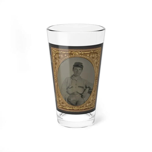 Unidentified Soldier In Confederate Battleshirt, Kepi, And Wishbone Belt Buckle (U.S. Civil War) Pint Glass 16oz 16oz - Go Mug Yourself
