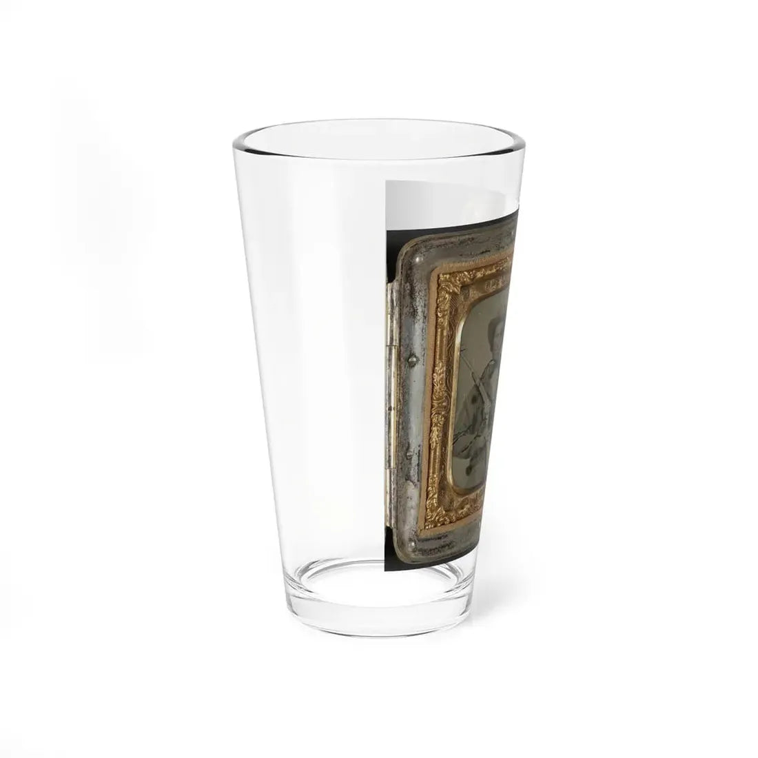 Unidentified Soldier In Confederate Cavalry Uniform With Sharps Carbine, Pistol, And Knife (1) (U.S. Civil War) Pint Glass 16oz - Go Mug Yourself