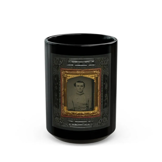 Unidentified Soldier In Confederate First Lieutentant Frock Coat (U.S. Civil War) Black Coffee Mug 15oz - Go Mug Yourself