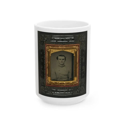 Unidentified Soldier In Confederate First Lieutentant Frock Coat (U.S. Civil War) White Coffee Mug 15oz - Go Mug Yourself