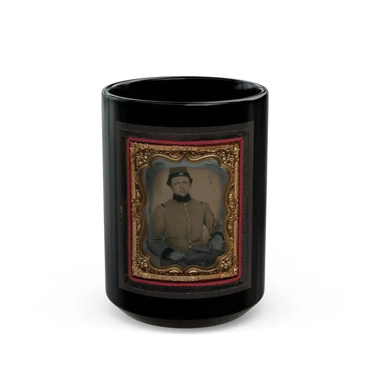 Unidentified Soldier In Confederate Frock Coat And Kepi (U.S. Civil War) Black Coffee Mug 15oz - Go Mug Yourself