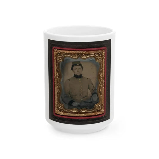 Unidentified Soldier In Confederate Frock Coat And Kepi (U.S. Civil War) White Coffee Mug 15oz - Go Mug Yourself