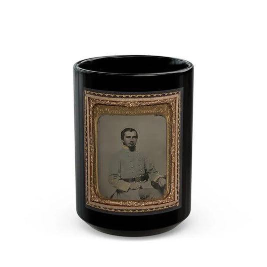 Unidentified Soldier In Confederate Lieutenant's Uniform And Eagle Belt Plate (1) (U.S. Civil War) Black Coffee Mug 15oz - Go Mug Yourself