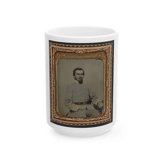 Unidentified Soldier In Confederate Lieutenant's Uniform And Eagle Belt Plate (1) (U.S. Civil War) White Coffee Mug 15oz - Go Mug Yourself
