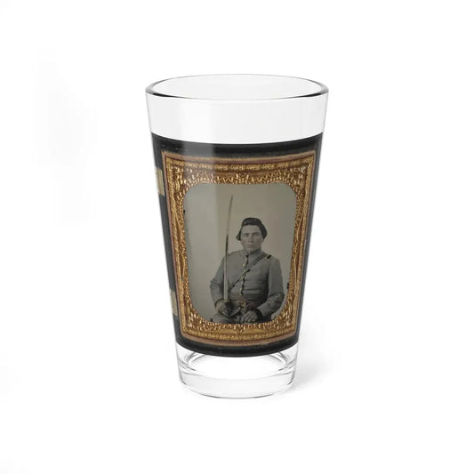 Unidentified Soldier In Confederate Lieutenant Uniform And Cs Belt Buckle With Cavalry Sword (U.S. Civil War) Pint Glass 16oz 16oz - Go Mug Yourself