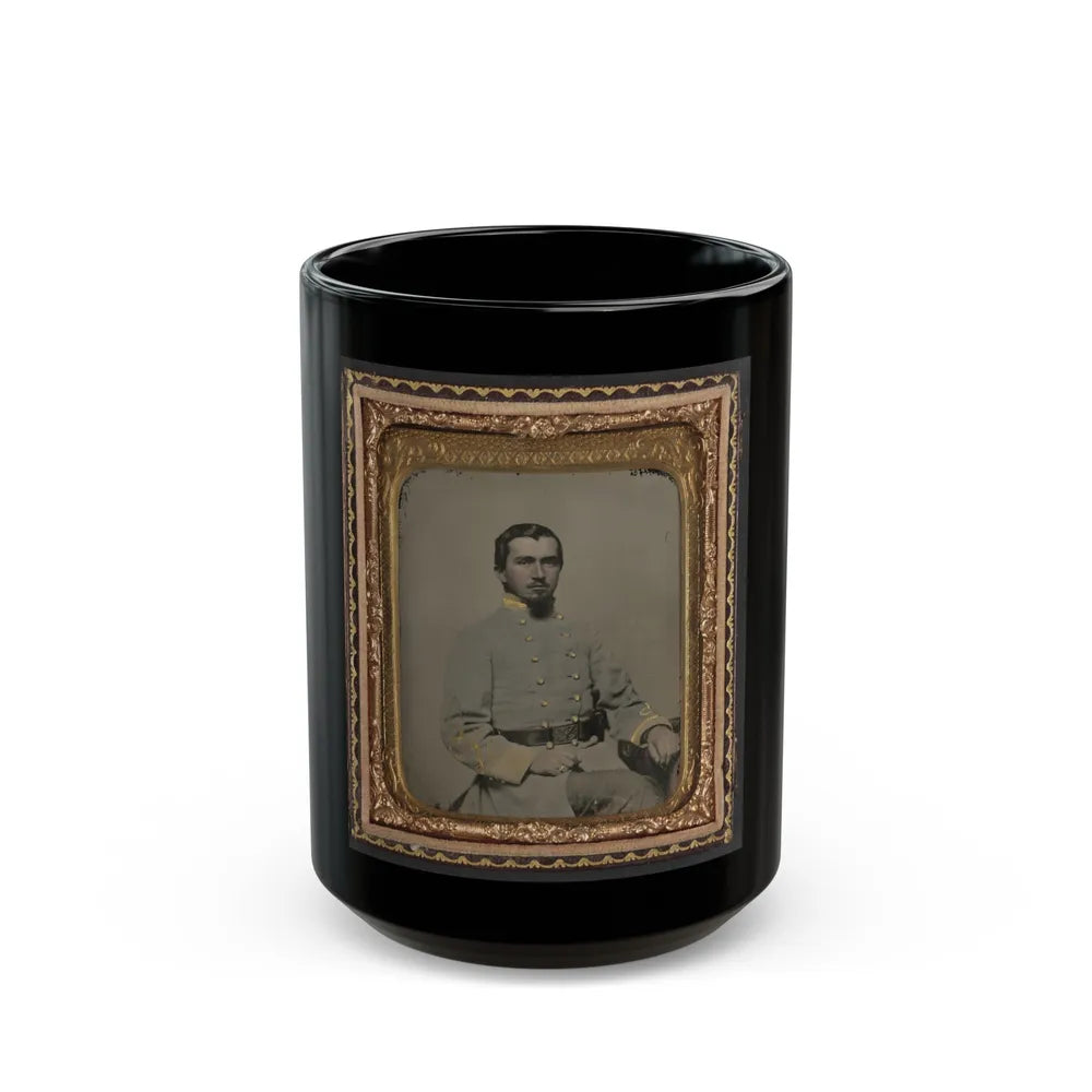Unidentified Soldier In Confederate Lieutenant's Uniform And Eagle Belt Plate (1) (U.S. Civil War) Black Coffee Mug-15oz-Go Mug Yourself