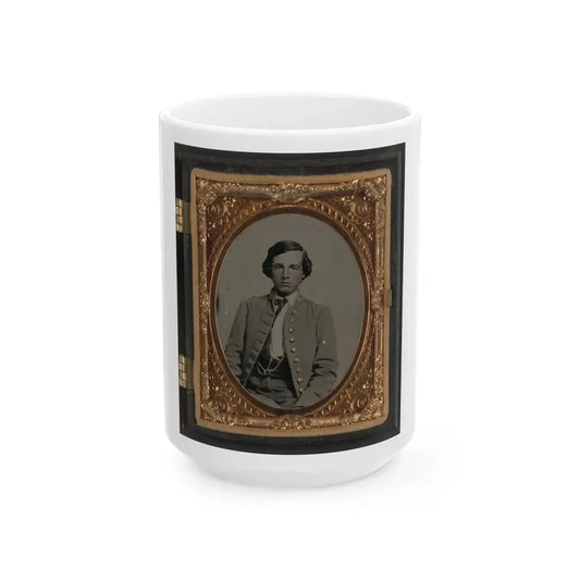 Unidentified Soldier In Confederate Nine-Button Frock Coat(2) (U.S. Civil War) White Coffee Mug 15oz - Go Mug Yourself