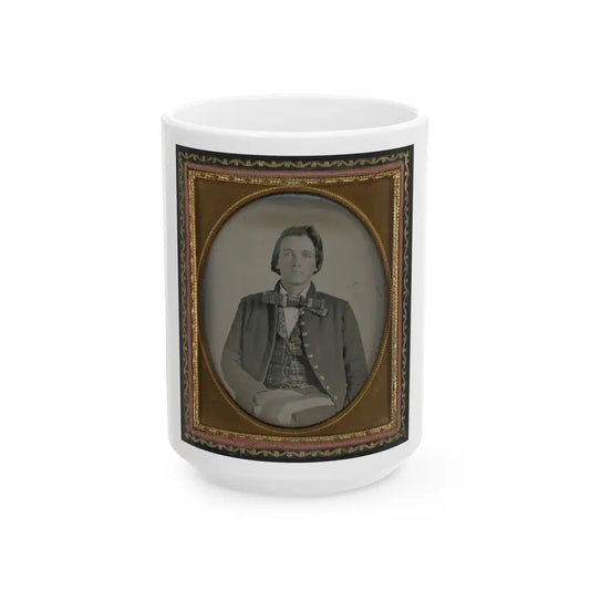 Unidentified Soldier In Confederate Nine-Button Frock Coat (U.S. Civil War) White Coffee Mug 15oz - Go Mug Yourself