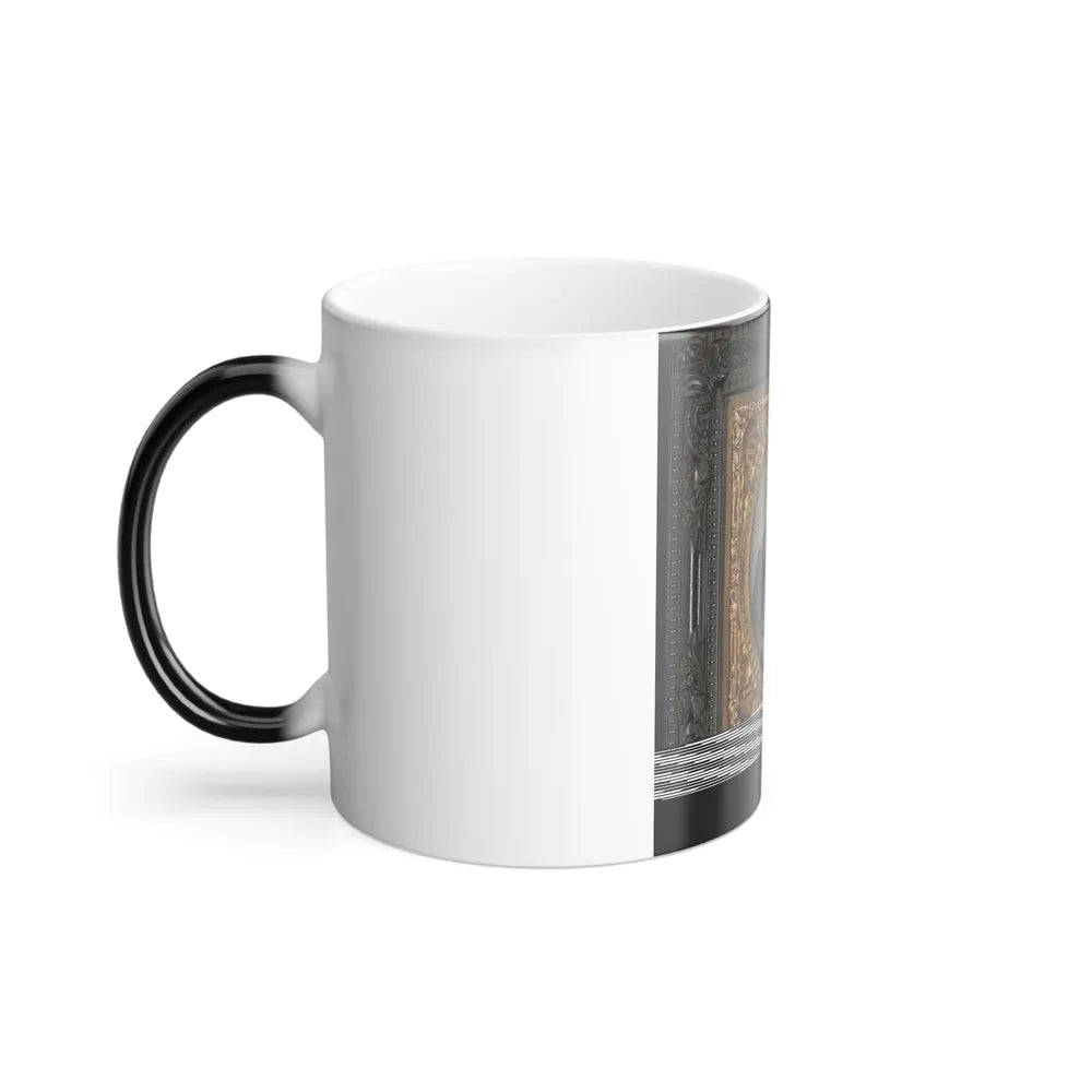 Unidentified Soldier in Confederate Officer's Uniform With Sword and Framed Photograph (1) (U.S. Civil War) Color Changing Coffee Mug 11oz-Go Mug Yourself