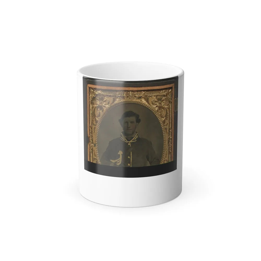 Unidentified Soldier in Confederate Second Lieutenant Cavalry Uniform With Sheathed Cavalry Sword (U.S. Civil War) Color Changing Coffee Mug 11oz-11oz-Go Mug Yourself