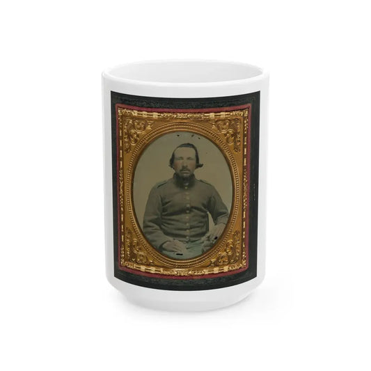 Unidentified Soldier In Confederate Shell Jacket 001 (U.S. Civil War) White Coffee Mug 15oz - Go Mug Yourself