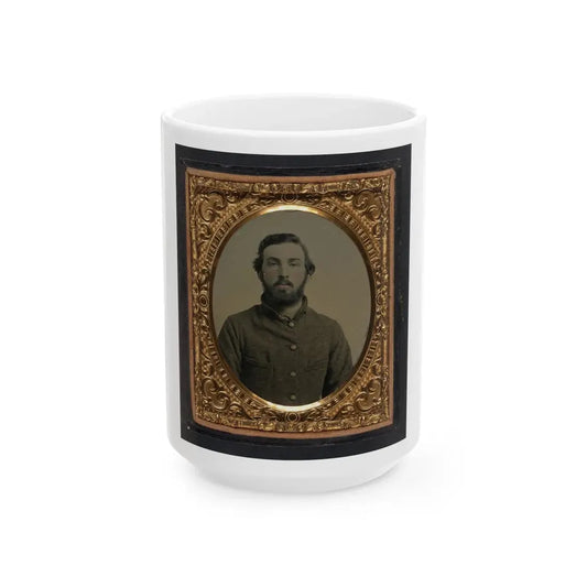 Unidentified Soldier In Confederate Shell Jacket 002 (U.S. Civil War) White Coffee Mug 15oz - Go Mug Yourself