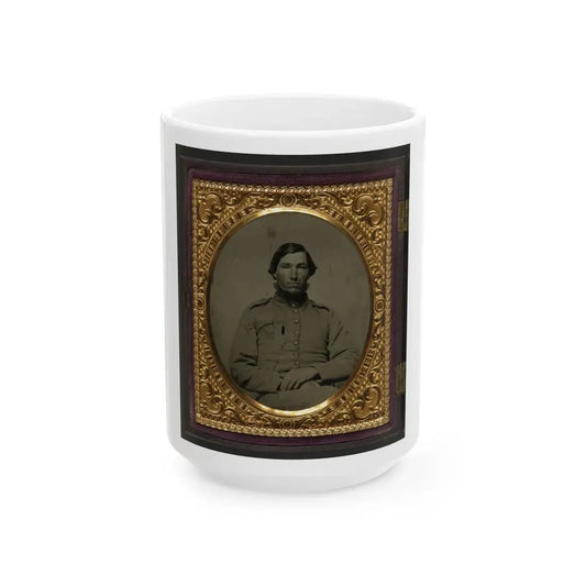 Unidentified Soldier In Confederate Shell Jacket (U.S. Civil War) White Coffee Mug 15oz - Go Mug Yourself