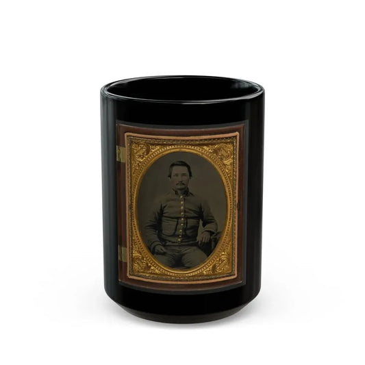 Unidentified Soldier In Confederate Shell Jacket With Fringed Pockets (U.S. Civil War) Black Coffee Mug 15oz - Go Mug Yourself