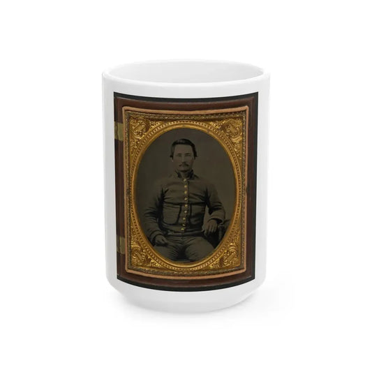 Unidentified Soldier In Confederate Shell Jacket With Fringed Pockets (U.S. Civil War) White Coffee Mug 15oz - Go Mug Yourself