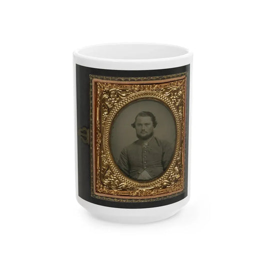 Unidentified Soldier In Confederate Uniform 002 (U.S. Civil War) White Coffee Mug 15oz - Go Mug Yourself