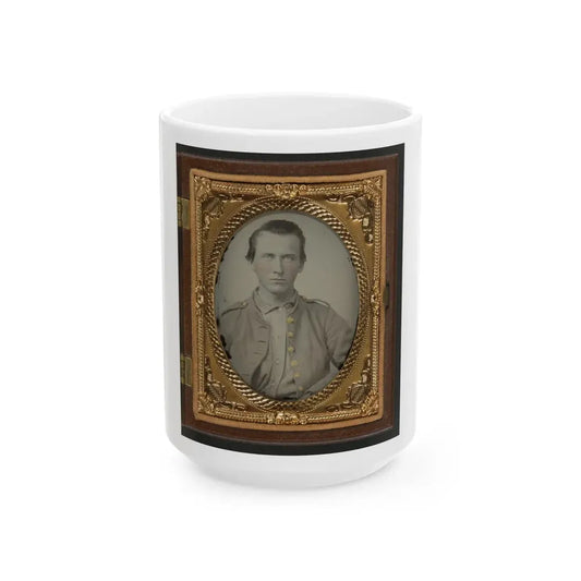 Unidentified Soldier In Confederate Uniform 003 (U.S. Civil War) White Coffee Mug 15oz - Go Mug Yourself
