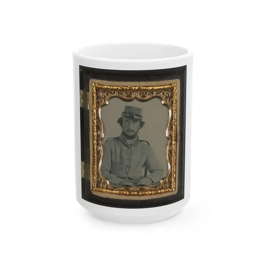 Unidentified Soldier In Confederate Uniform And Crescent City Guards Of New Orleans Kepi (U.S. Civil War) White Coffee Mug 15oz - Go Mug Yourself