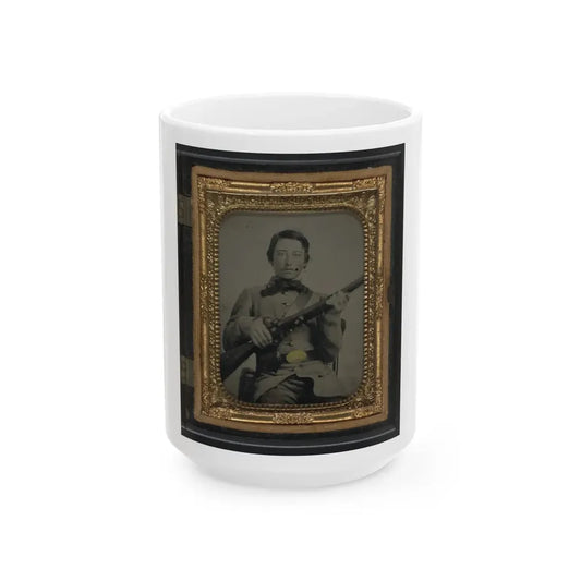 Unidentified Soldier In Confederate Uniform And C.S. Oval Belt Plate With Rifle (U.S. Civil War) White Coffee Mug 15oz - Go Mug Yourself