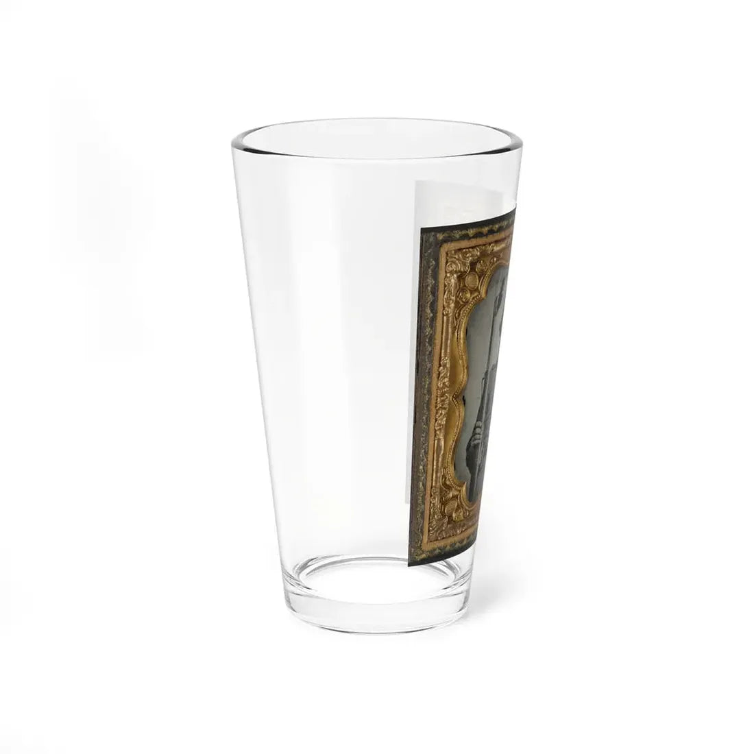 Unidentified Soldier In Confederate Uniform And Georgia State Seal Belt Buckle With Musket (U.S. Civil War) Pint Glass 16oz - Go Mug Yourself