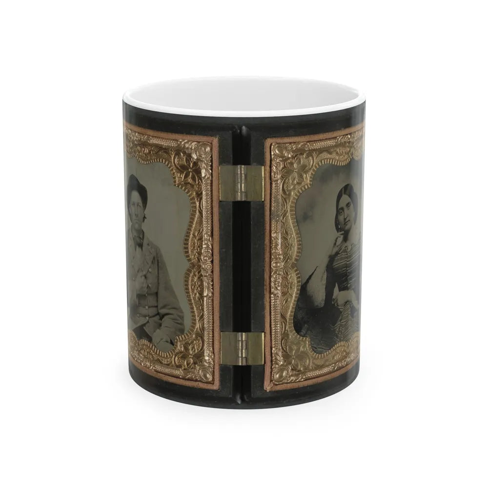Unidentified Soldier In Confederate Uniform And Unidentified Woman (U.S. Civil War) White Coffee Mug-11oz-Go Mug Yourself
