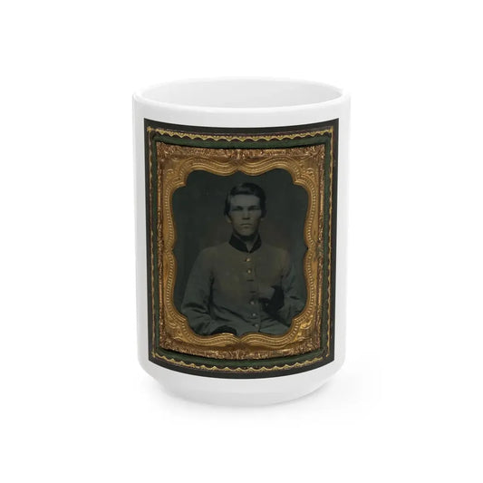 Unidentified Soldier In Confederate Uniform (U.S. Civil War) White Coffee Mug 15oz - Go Mug Yourself