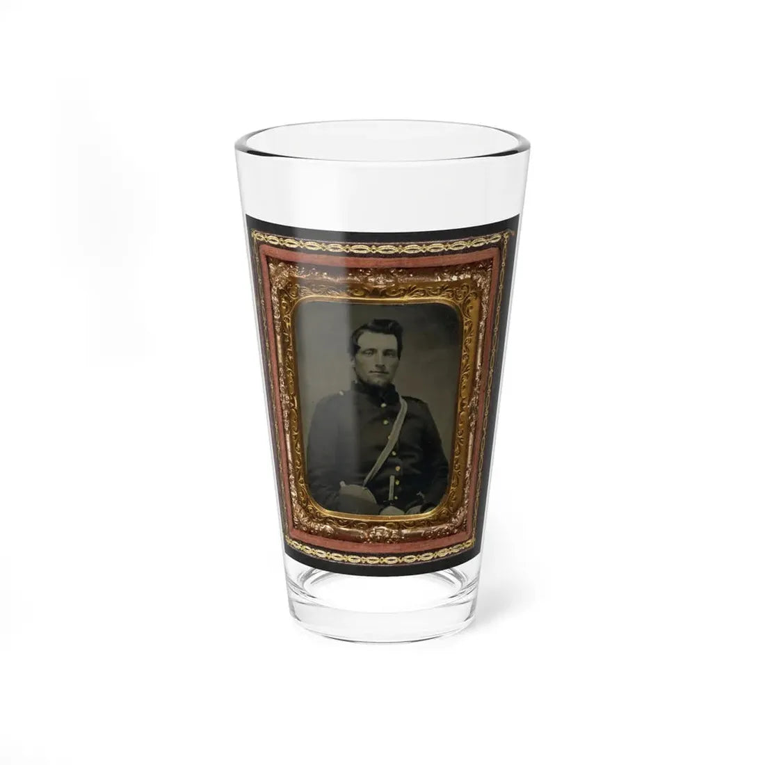 Unidentified Soldier In Confederate Uniform With Canteen And Knife (U.S. Civil War) Pint Glass 16oz 16oz - Go Mug Yourself