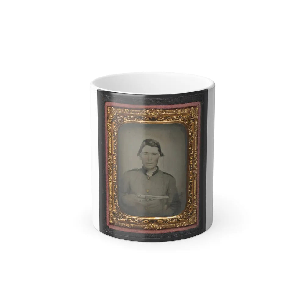 Unidentified Soldier in Confederate Uniform With Colt Revolver (U.S. Civil War) Color Changing Coffee Mug 11oz-11oz-Go Mug Yourself