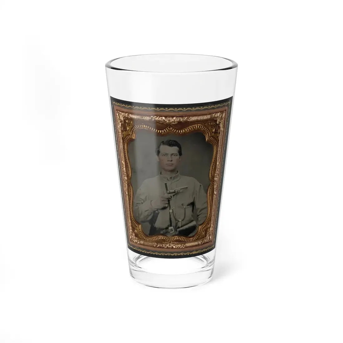 Unidentified Soldier In Confederate Uniform With Gun (U.S. Civil War) Pint Glass 16oz 16oz - Go Mug Yourself