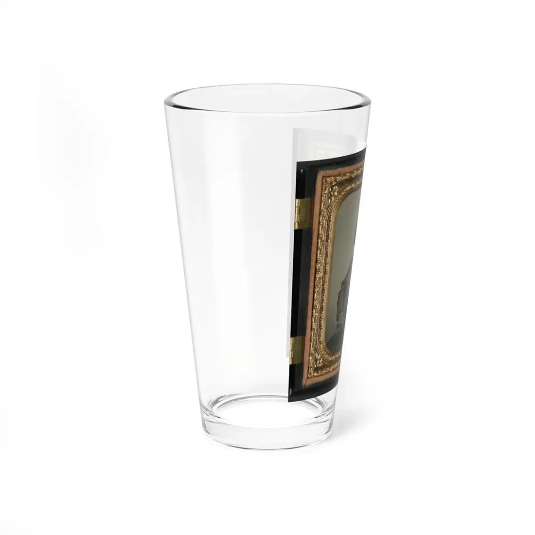 Unidentified Soldier In Confederate Uniform With I Buttons And Company B Hat With Tin Drum Canteen (U.S. Civil War) Pint Glass 16oz - Go Mug Yourself