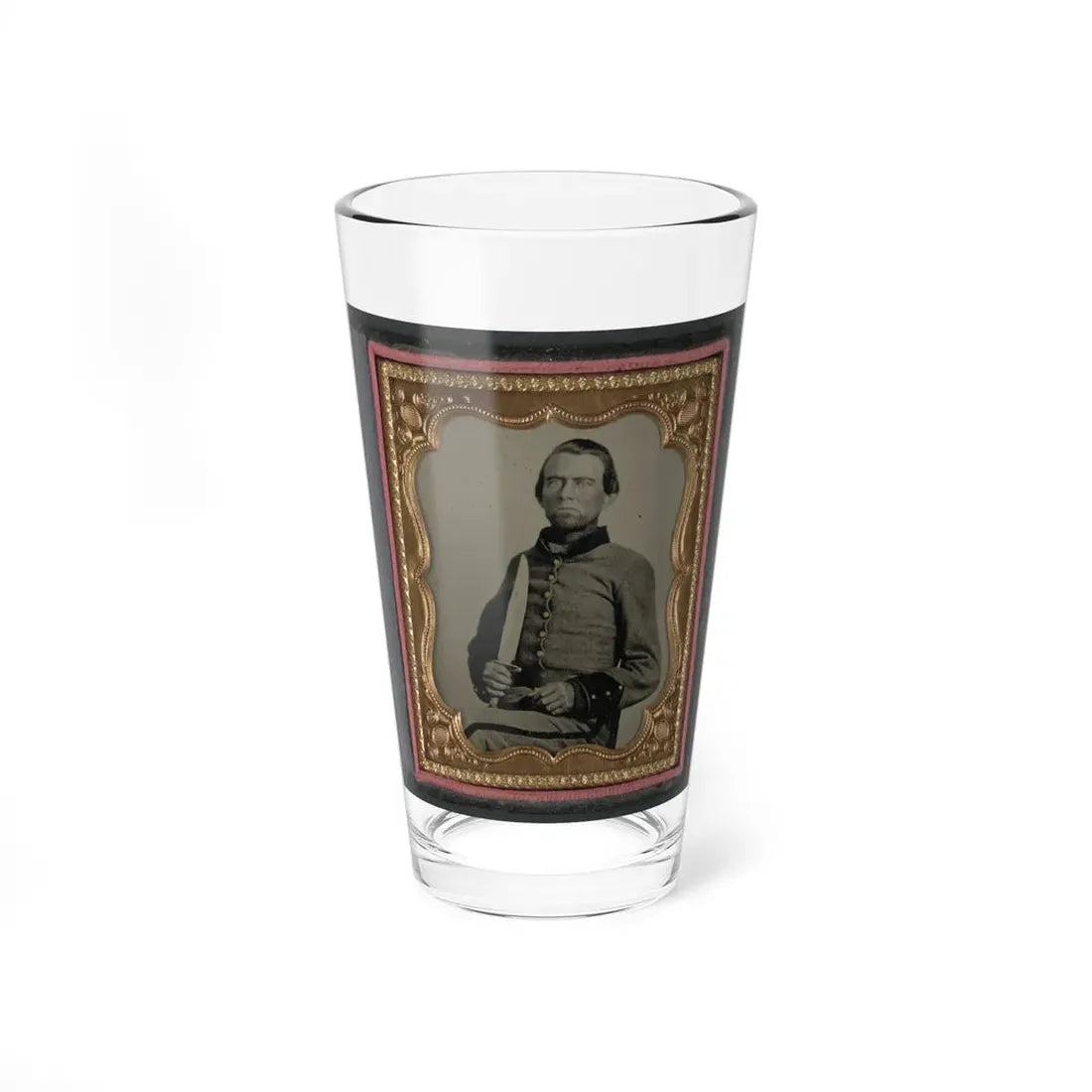 Unidentified Soldier In Confederate Uniform With Large Bowie Knife (U.S. Civil War) Pint Glass 16oz 16oz - Go Mug Yourself