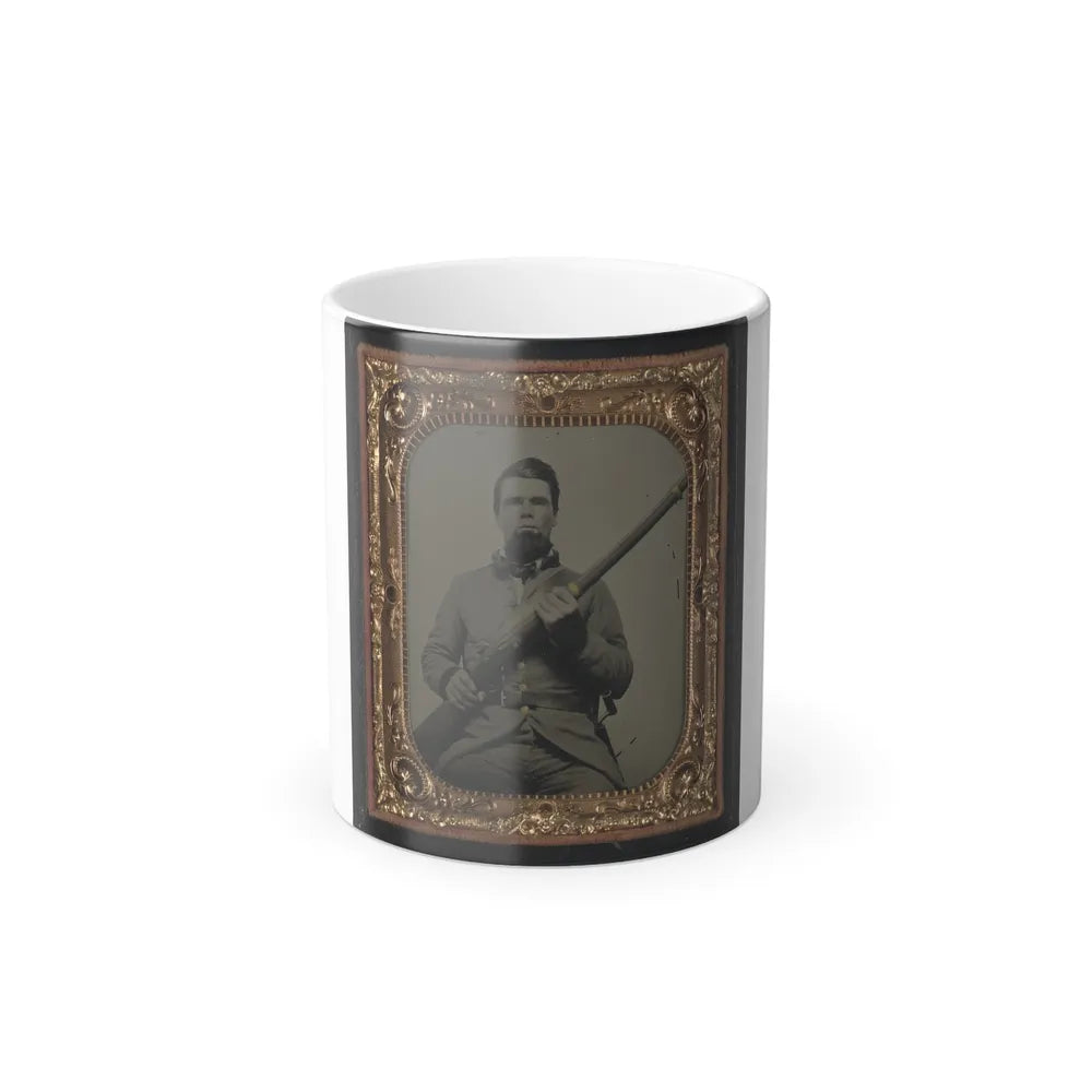 Unidentified Soldier in Confederate Uniform With Musket(2) (U.S. Civil War) Color Changing Coffee Mug 11oz-11oz-Go Mug Yourself