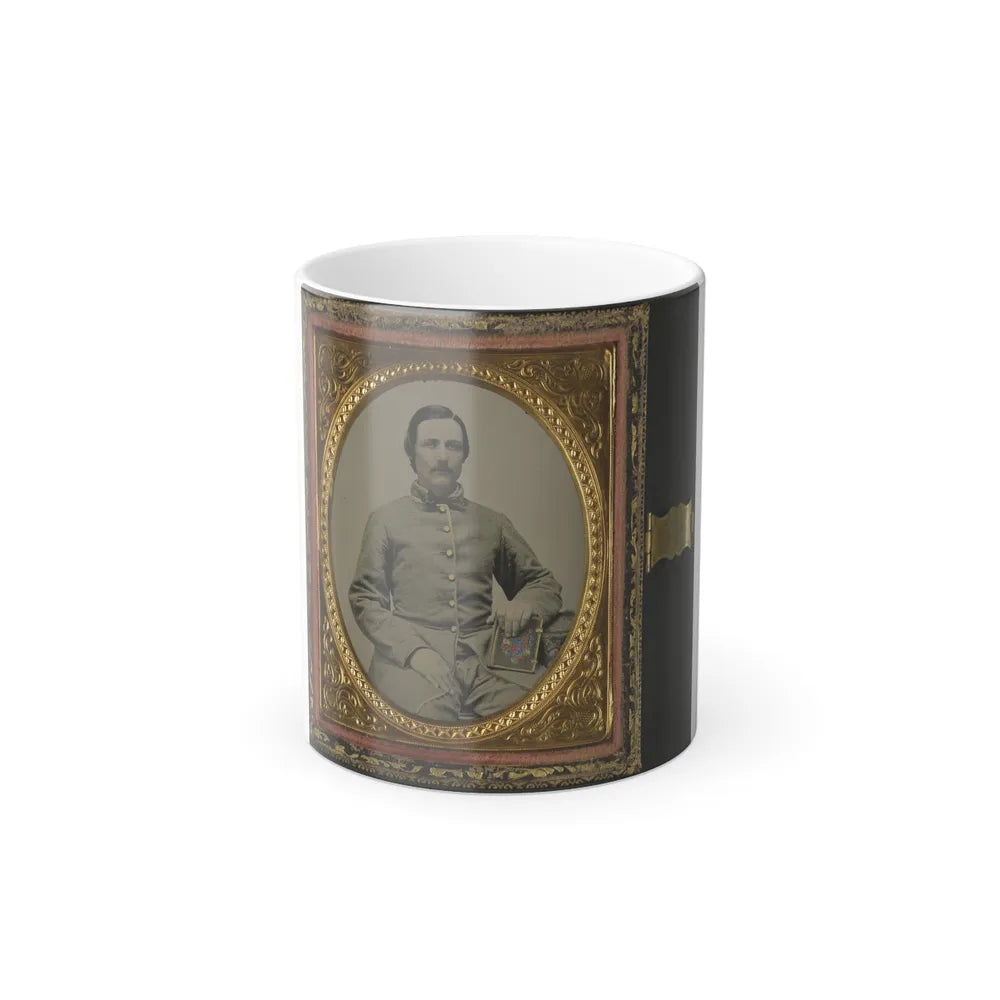 Unidentified Soldier in Confederate Uniform With Photograph Case (U.S. Civil War) Color Changing Coffee Mug 11oz-11oz-Go Mug Yourself
