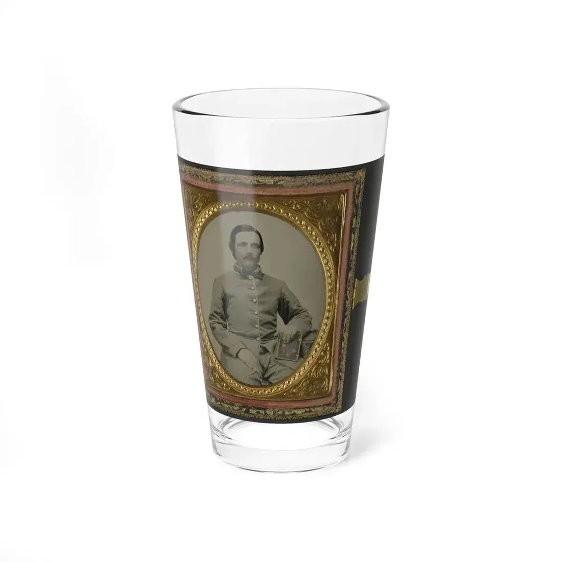 Unidentified Soldier In Confederate Uniform With Photograph Case (U.S. Civil War) Pint Glass 16oz 16oz - Go Mug Yourself