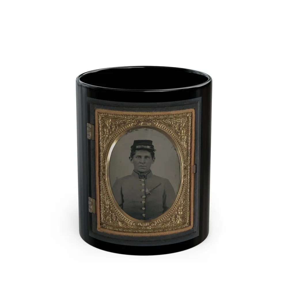 Unidentified Soldier In Confederate Uniform With Side Knife In Blouse (U.S. Civil War) Black Coffee Mug-11oz-Go Mug Yourself