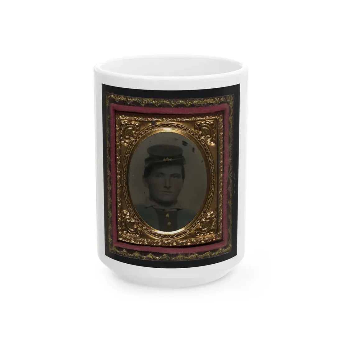Unidentified Soldier In Forage Cap (U.S. Civil War) White Coffee Mug 15oz - Go Mug Yourself