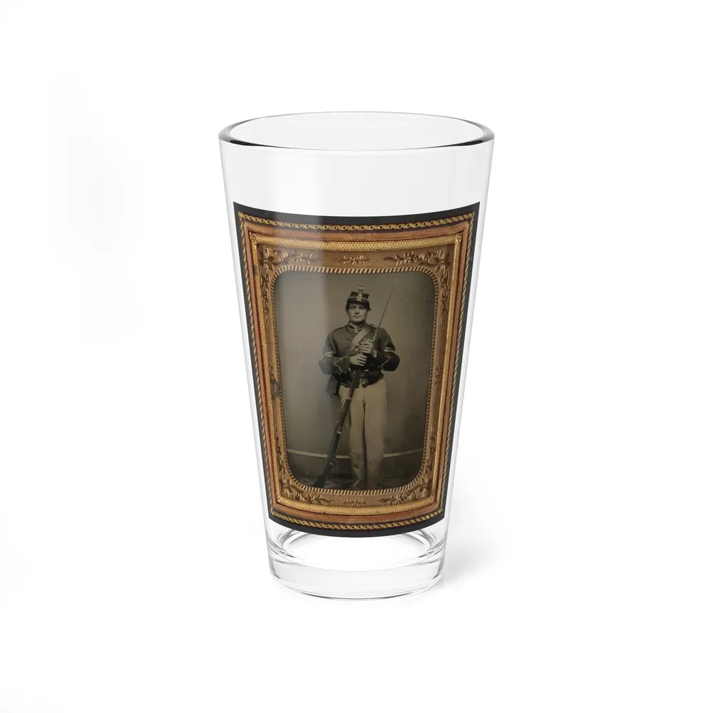Unidentified Soldier In New York State Enlistedman's Uniform With Bayoneted Musket (U.S. Civil War) Pint Glass 16oz-16oz-Go Mug Yourself