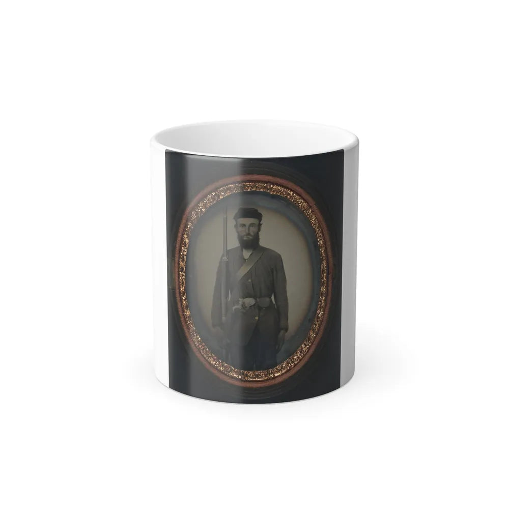 Unidentified Soldier in Uniform With Musket and Holstered Bayonet (U.S. Civil War) Color Changing Coffee Mug 11oz-11oz-Go Mug Yourself