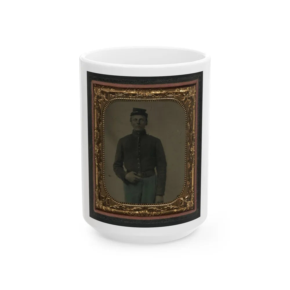 Unidentified Soldier In Union Corporal Uniform And Forage Cap (U.S. Civil War) White Coffee Mug-15oz-Go Mug Yourself